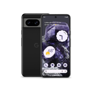 Google Pixel 8 in Obsidian color, featuring a sleek design, advanced cameras, and vibrant OLED display.